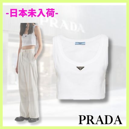 ホワイト（白）系 M PRADA(プラダ) タンクトップ(レディース