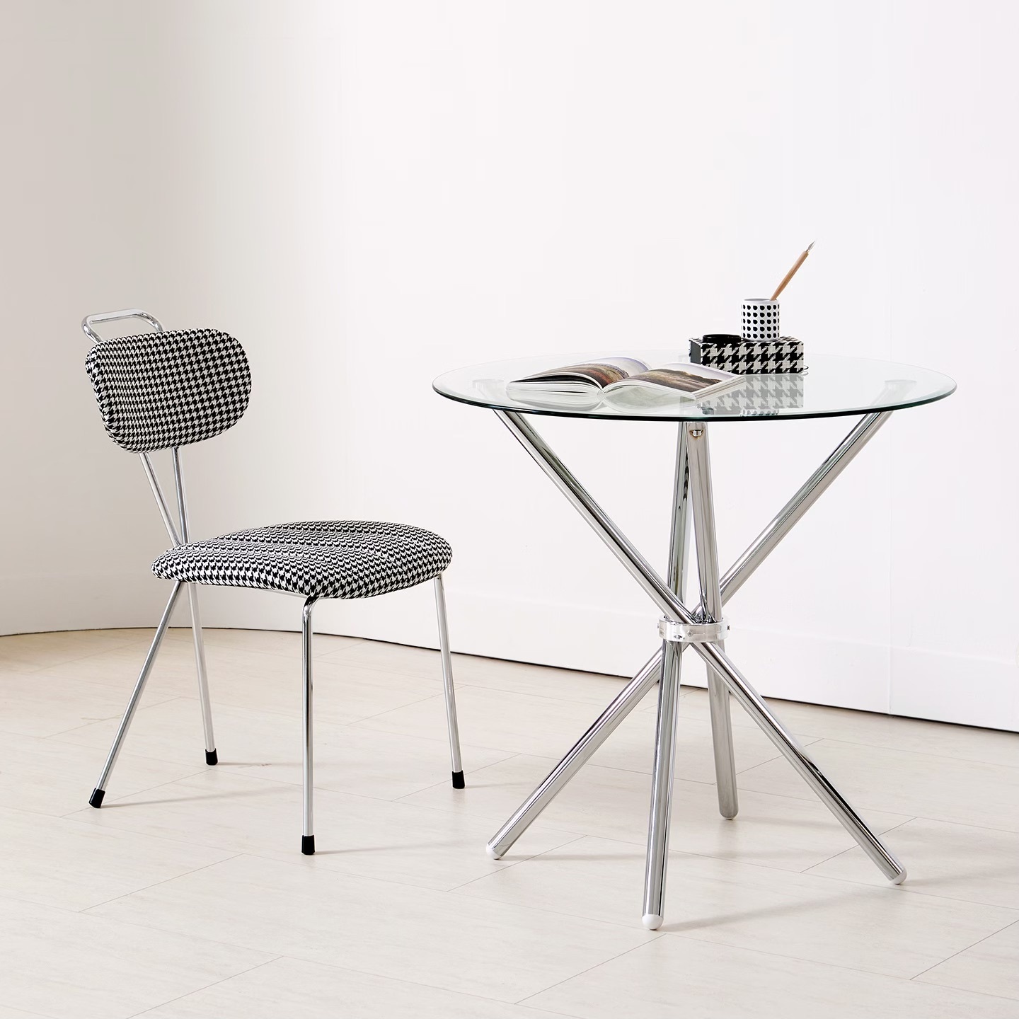 クロムスティック強化テーブル 800 (80x80x77cm) 韓国] クロムスティック 強化ガラス テーブル 800 (BEST LIVING