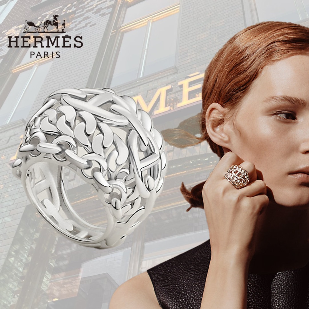【インパクト抜群】HERMES Chaine d'ancreマルチチェーンリング