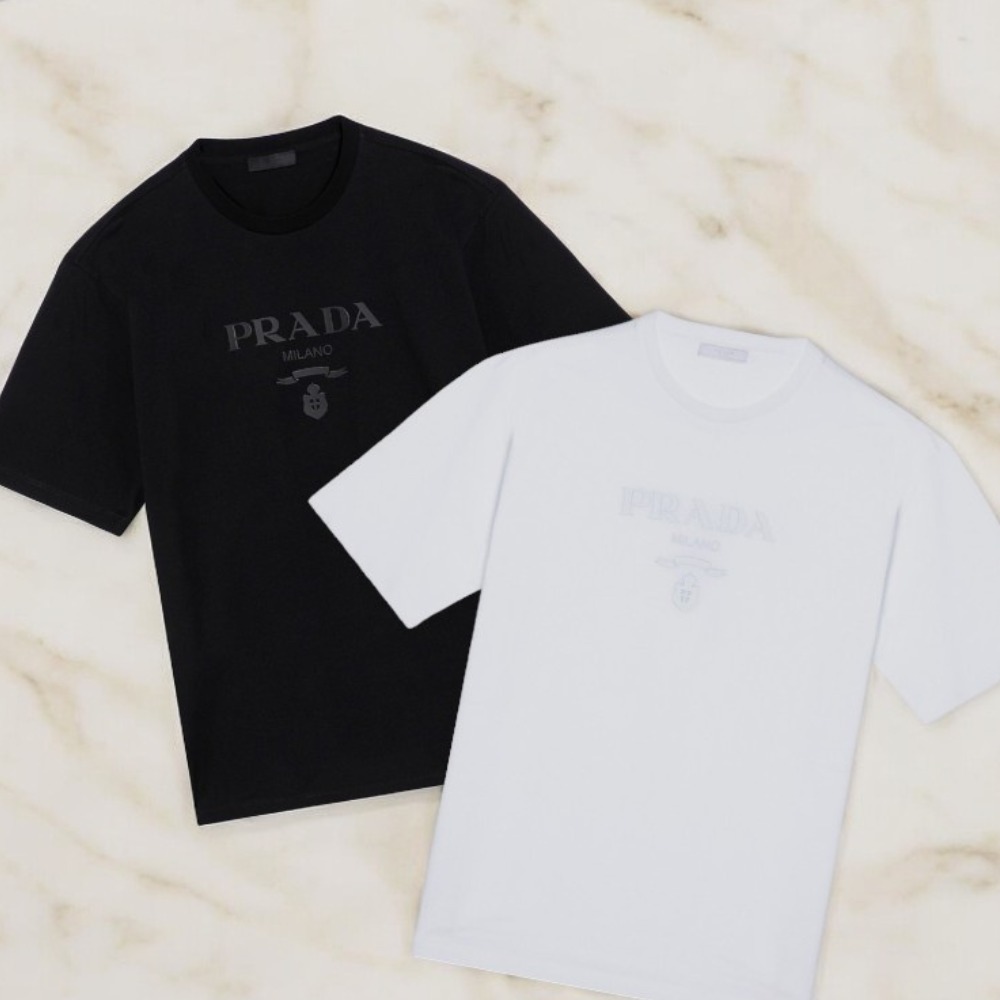 本物保証/PRADA コットン クルーネック Tシャツ 2color 人気