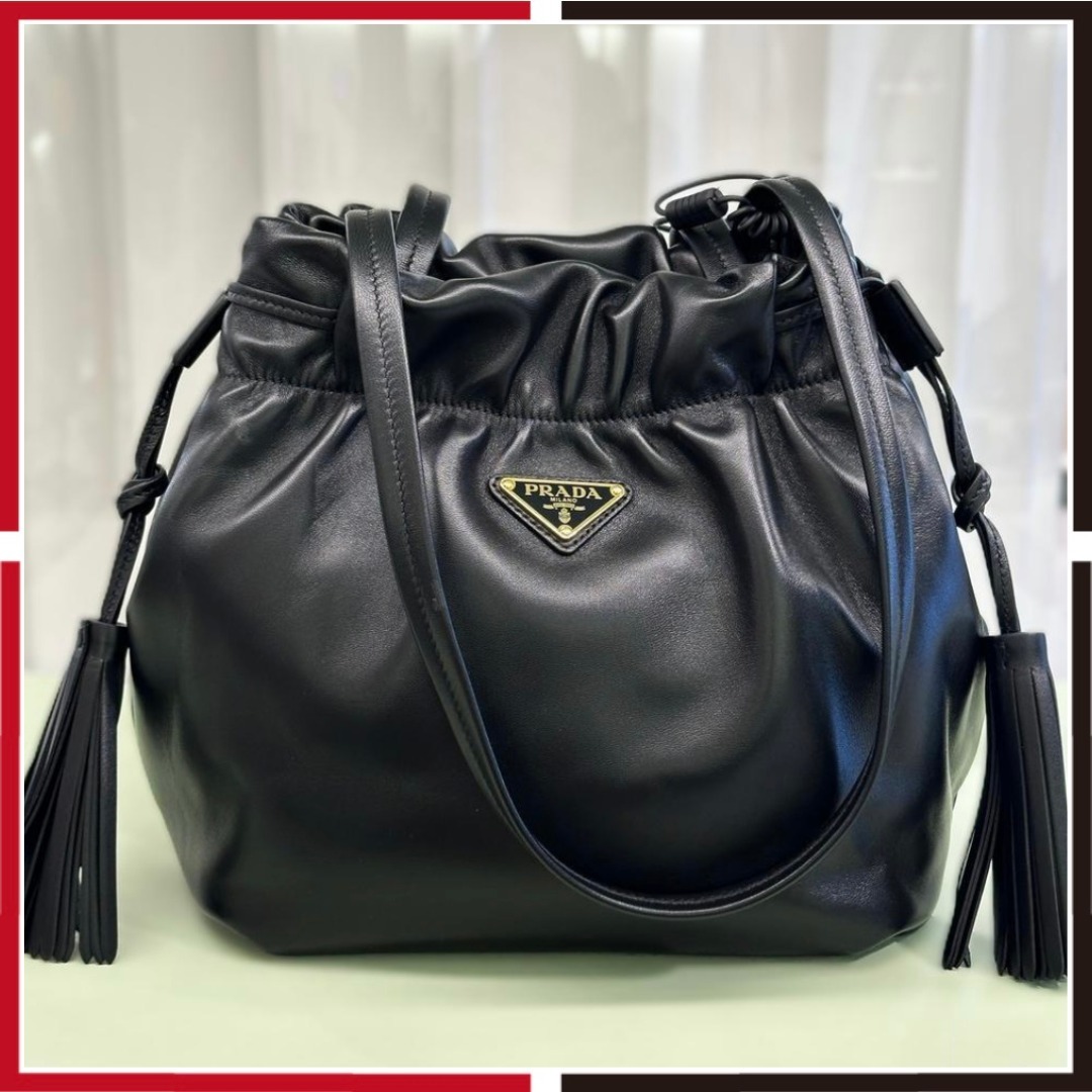 PRADA ショルダーバッグ 黒 ロゴ Nappa leather shoulder bag
