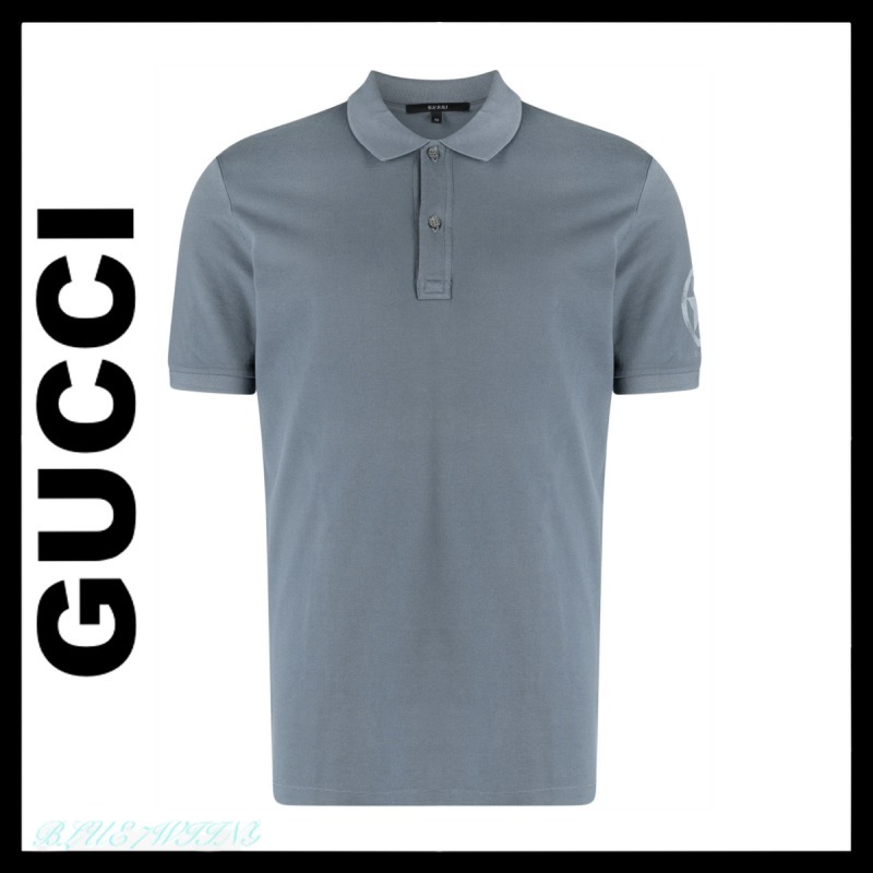 GUCCI] ロゴプリントコットンポロシャツ