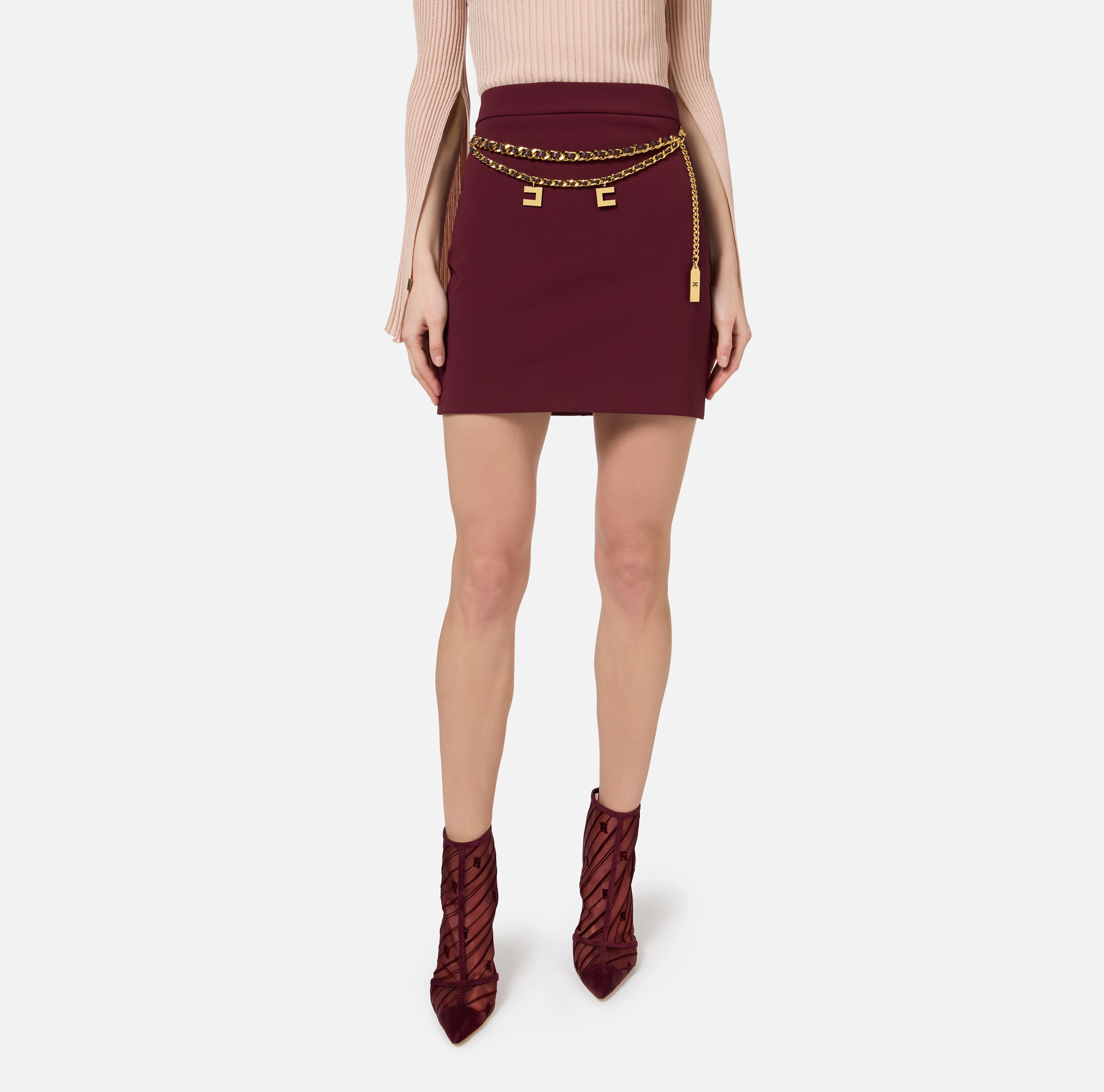 《洗練された逸品》【ELISABETTA FRANCHI】ベルト付ミニスカート