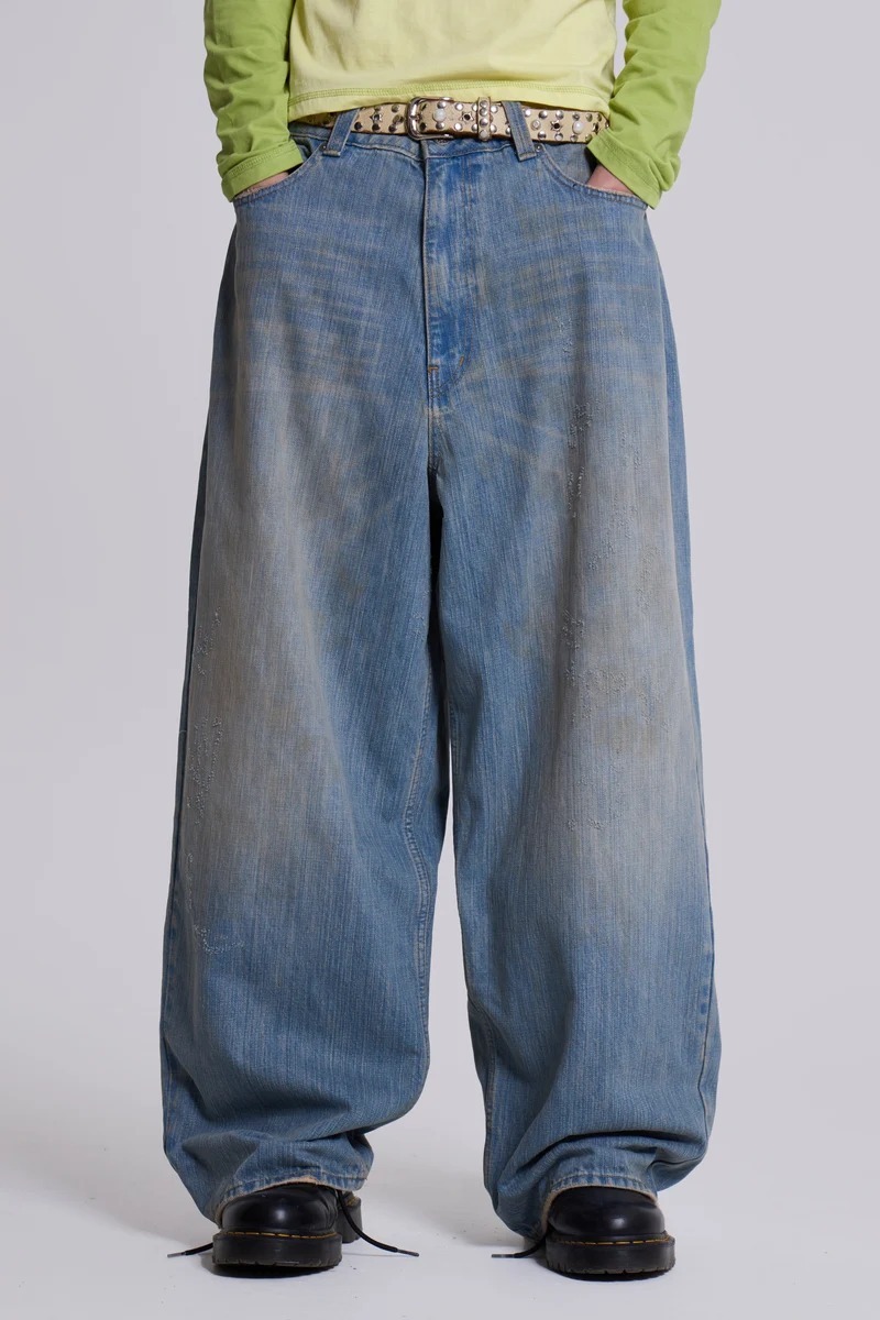 JADED LONDON バーガンディ Washed XL コロッサスジーンズ Light Wash Blade XL Colossus Jeans | Jaded London | Clothing