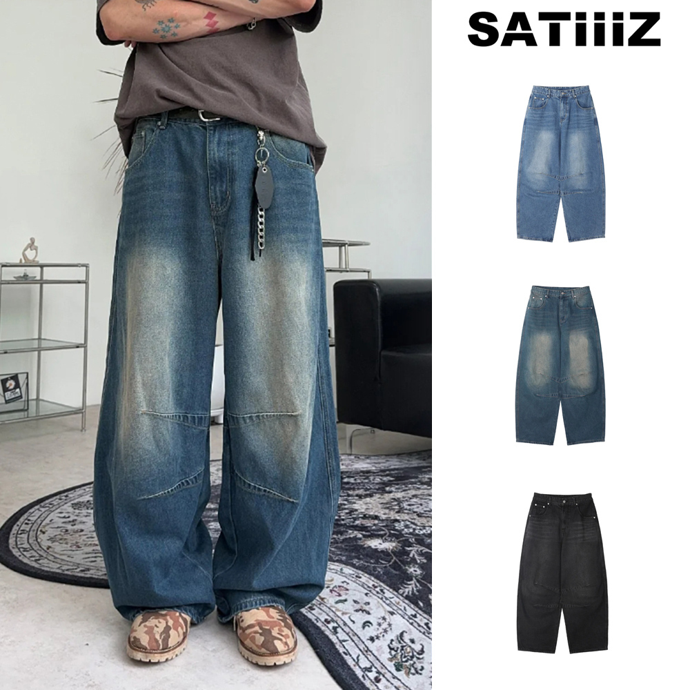 【SATIIIZ】Ense dart wide denim pants