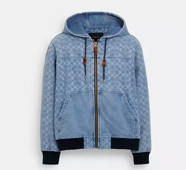 シグネチャー【COACH】デニム フード ジップ アップ ジャケット