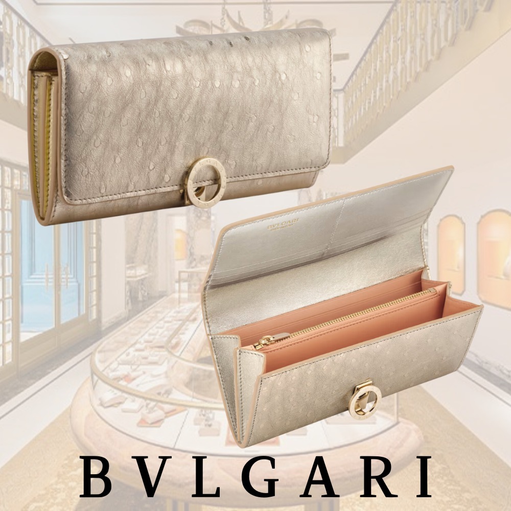 【BVLGARI】ブルガリ ラージウォレット オストリッチスキン製