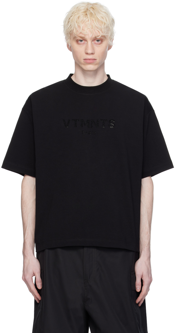 【関税込み】VTMNTS ブラック ラインストーン Tシャツ