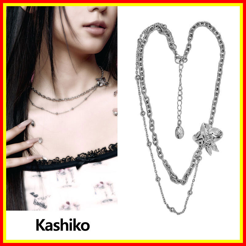 [Kashiko] Layered Orchid Necklace /追跡付