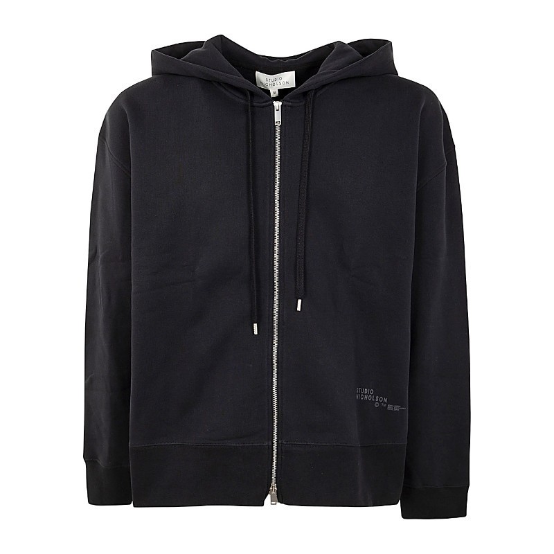 パーカー・フーディ STUDIO NICHOLSON FLEECE BACK ZIP THROUGH HOODIE WITH LOGO