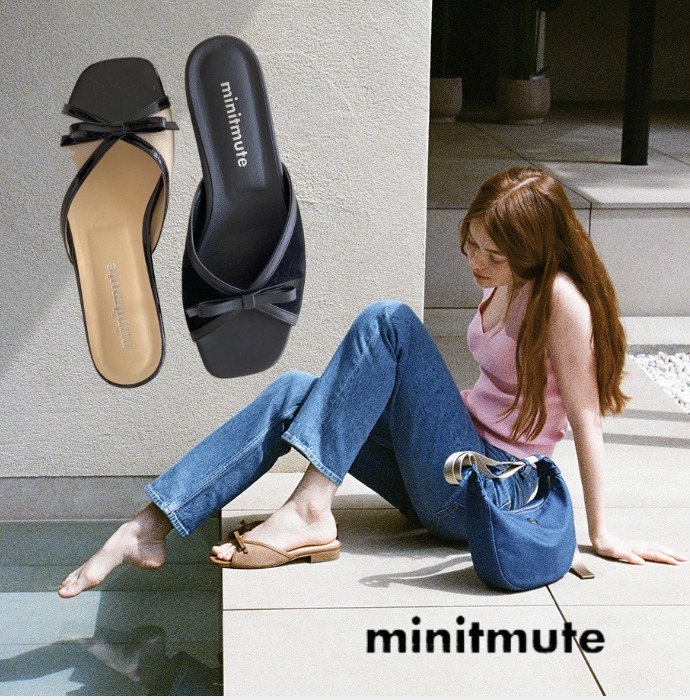 韓国 【minitmute】RIBBON SLIPPER 22.0 〜 25.0 cm