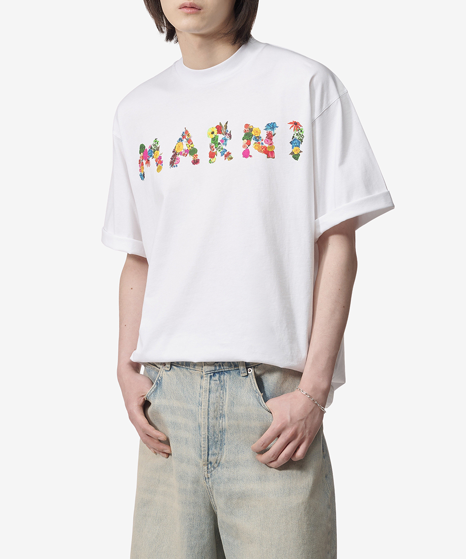 《MARNI》 フローラル ロゴ Tシャツ