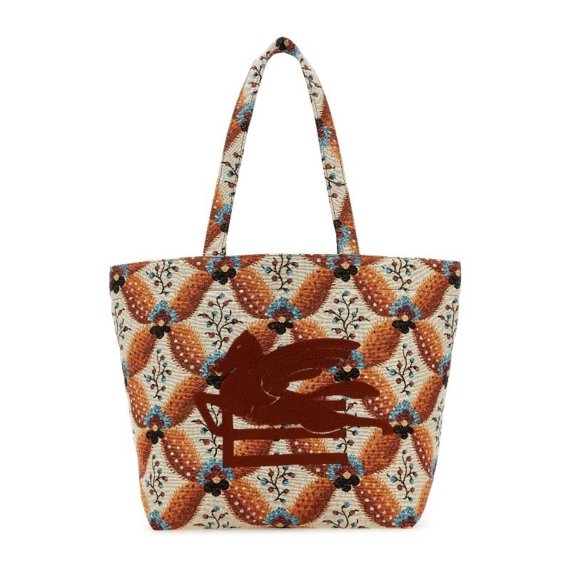 トートバッグ ETRO Embroidered canvas medium Soft Trotter shopping bag