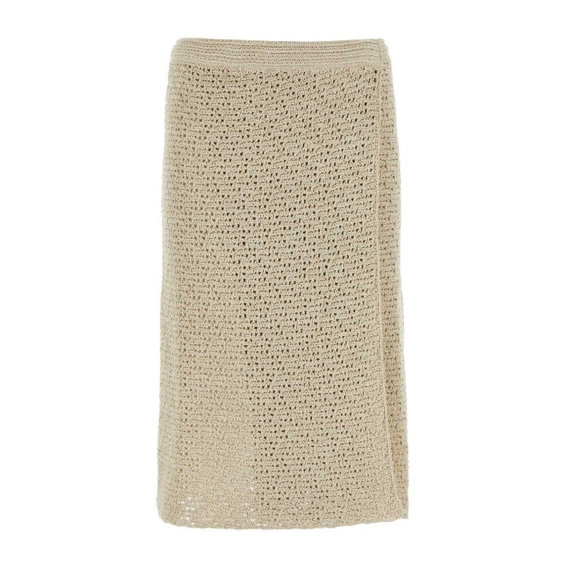 スカート BOTTEGA VENETA SS24 Sand crochet skirt (782282V3WM0 9227)