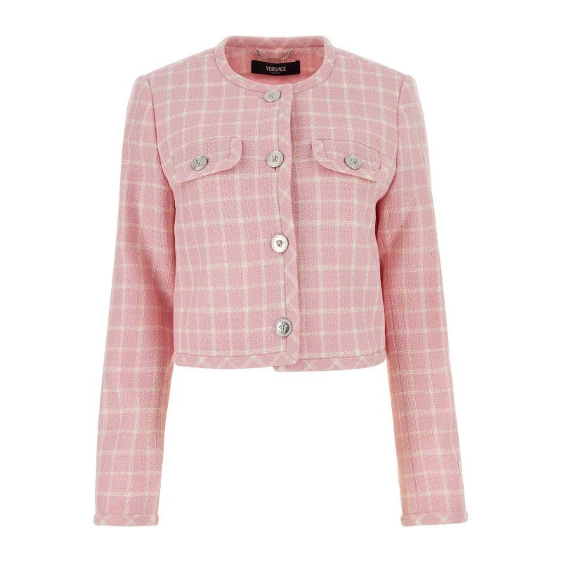 ジャケット VERSACE Embroidered tweed blazer (10135251A10442 2PL40)