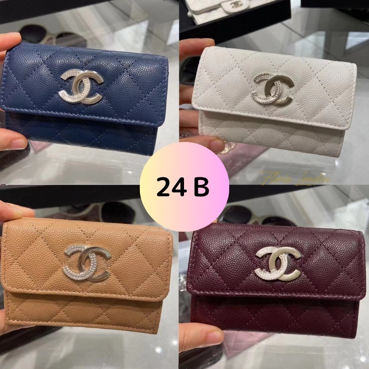 24B【CHANEL】気品溢れるバーガンディ★フラップカードケース