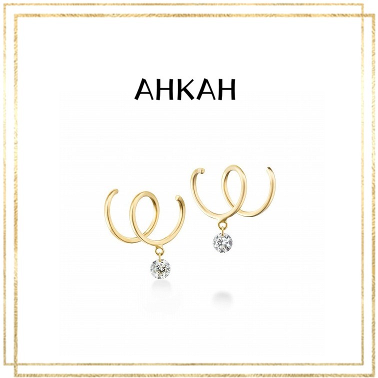 AHKAH アーカー ピアス スパイラル シングル 18K ダイヤ 国内発
