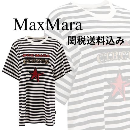 マックスマーラ ストライプ ロゴ プリント Tシャツ 4211023O0004_x1_a001.jpg