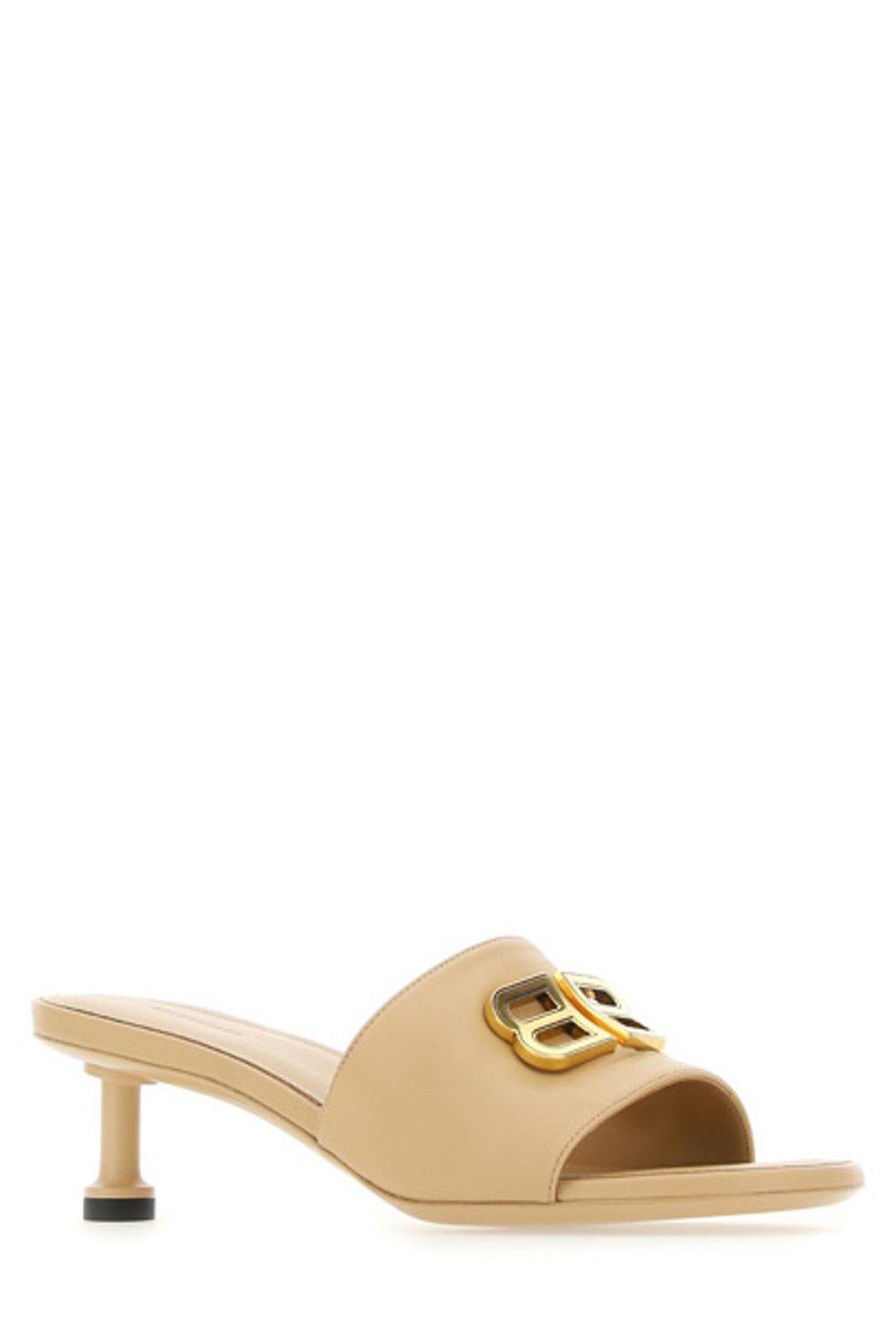 【送料&関税込】Balenciaga Bb Logo Plaque Heeled Mules