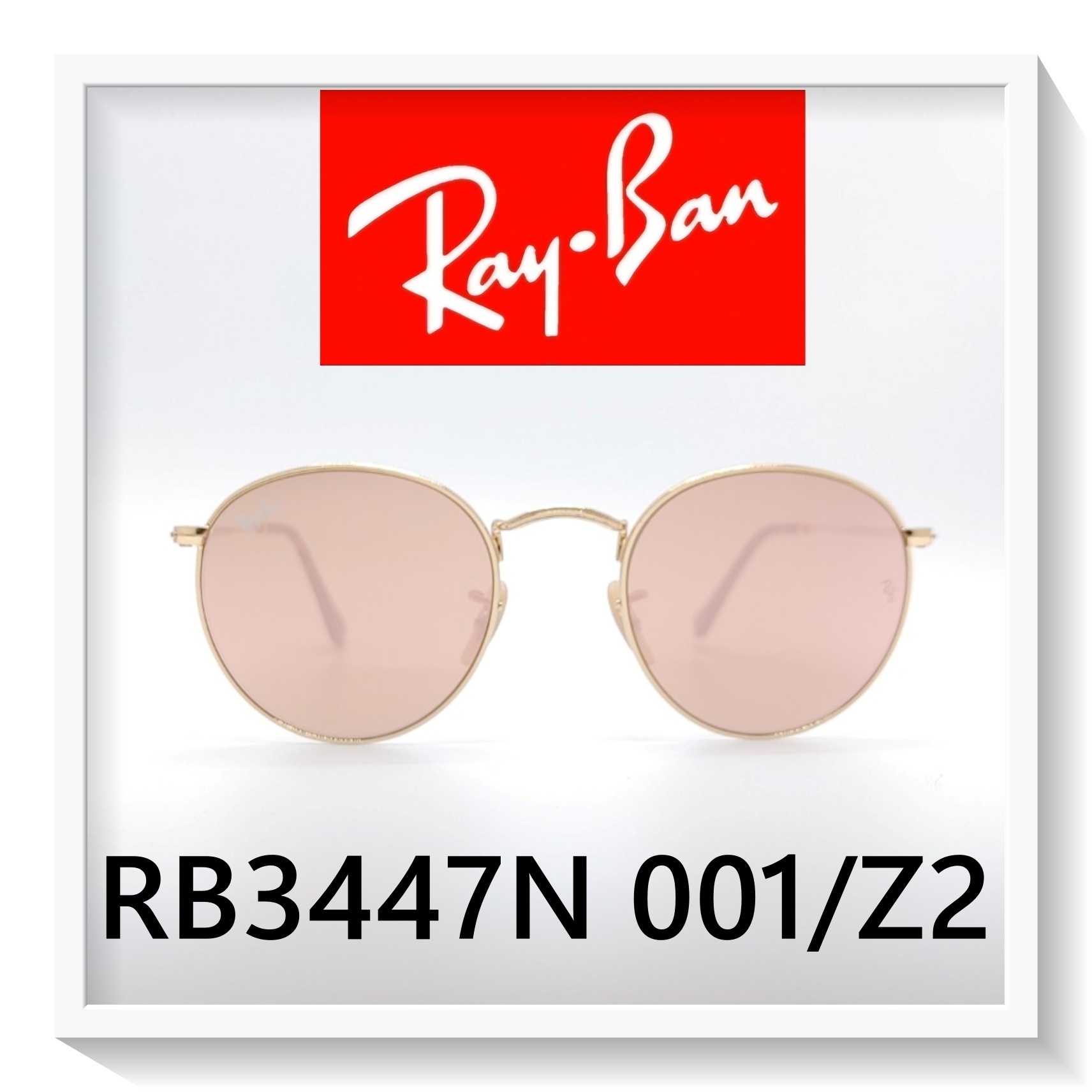【ミラーサングラス】RB3447N 001/Z2 ★愛らしいピンクゴールド