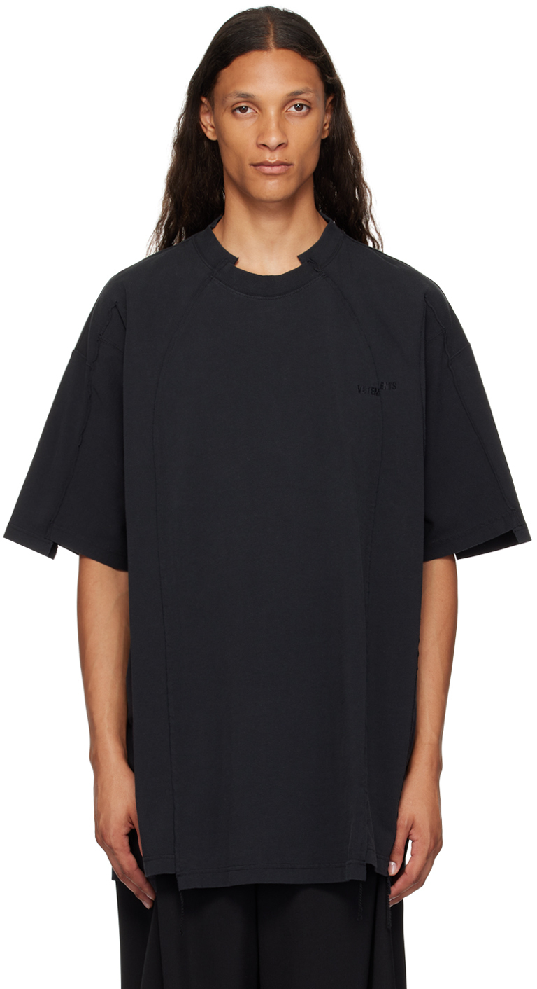 【関税込み】VETEMENTS ブラック Cut-Up Tシャツ