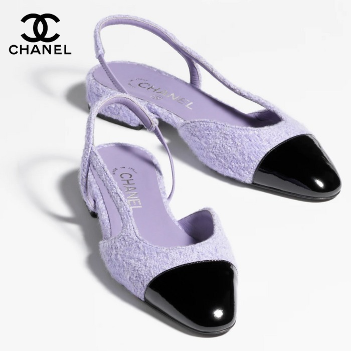 【シャネル・CHANEL】スリングバックシューズ CCロゴ ウール