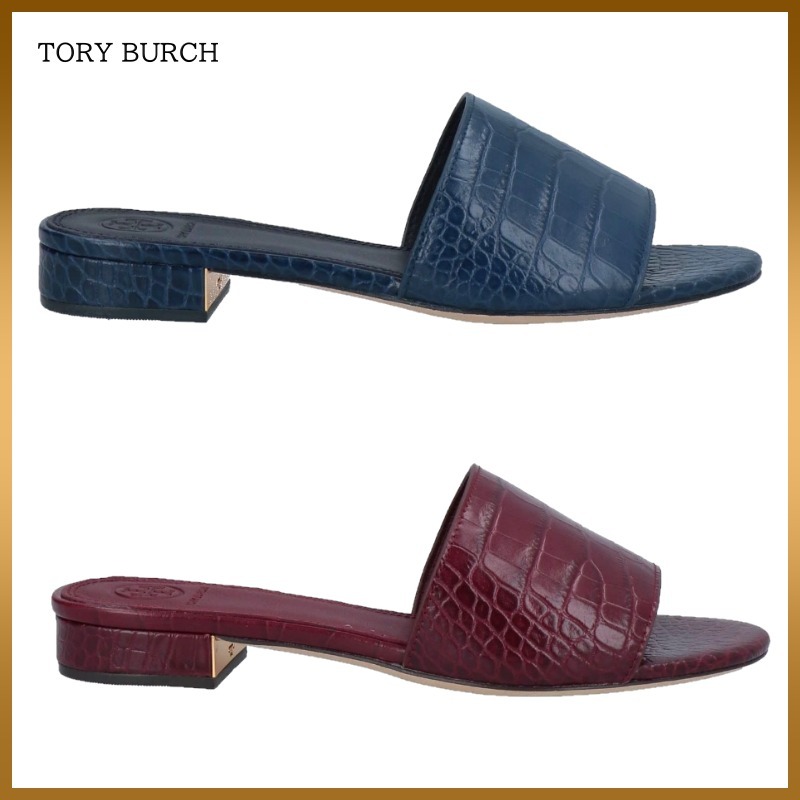 【TORY BURCH】サンダル クロコダイルプリント スクエアヒール