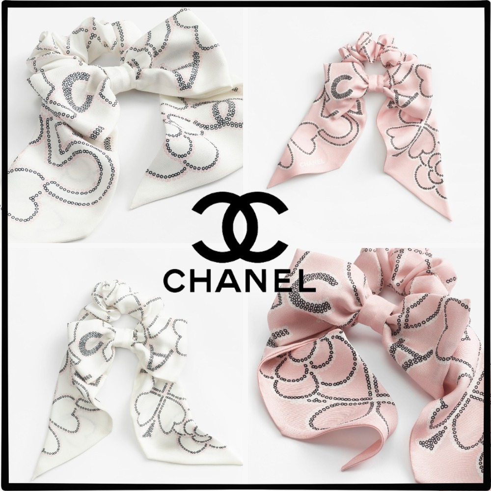 24B 国内発【CHANEL】リボンで魅せる★大人上品 シルク シュシュ