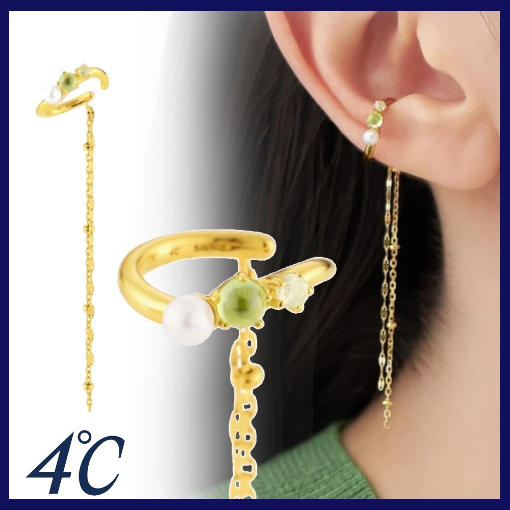 すぐ届く☆4℃ シルバー イヤーカフ ペリドット ギフトにも◎