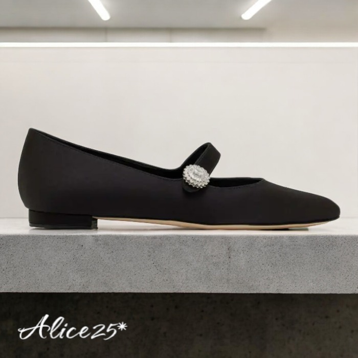 [MANOLO BLAHNIK] MARIJANAFLAT サテン メリージェーン パンプス