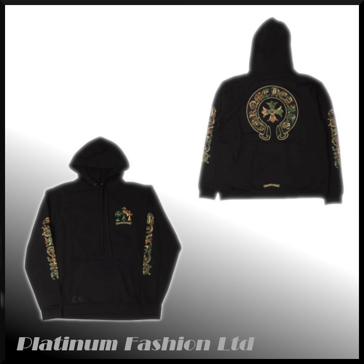 在庫少◆【Chrome Hearts】カモフラ ホースシュー 黒 パーカー
