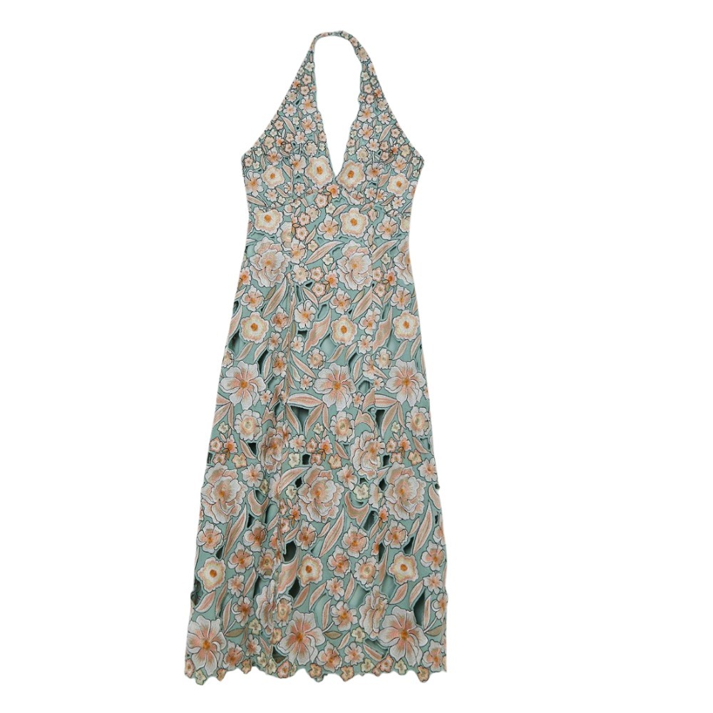 KAREN MILLEN マキシドレス ワンピース 花柄 フレア 透け感 KAREN MILLEN ドレス マキシワンピース Vネック 花柄 フレア