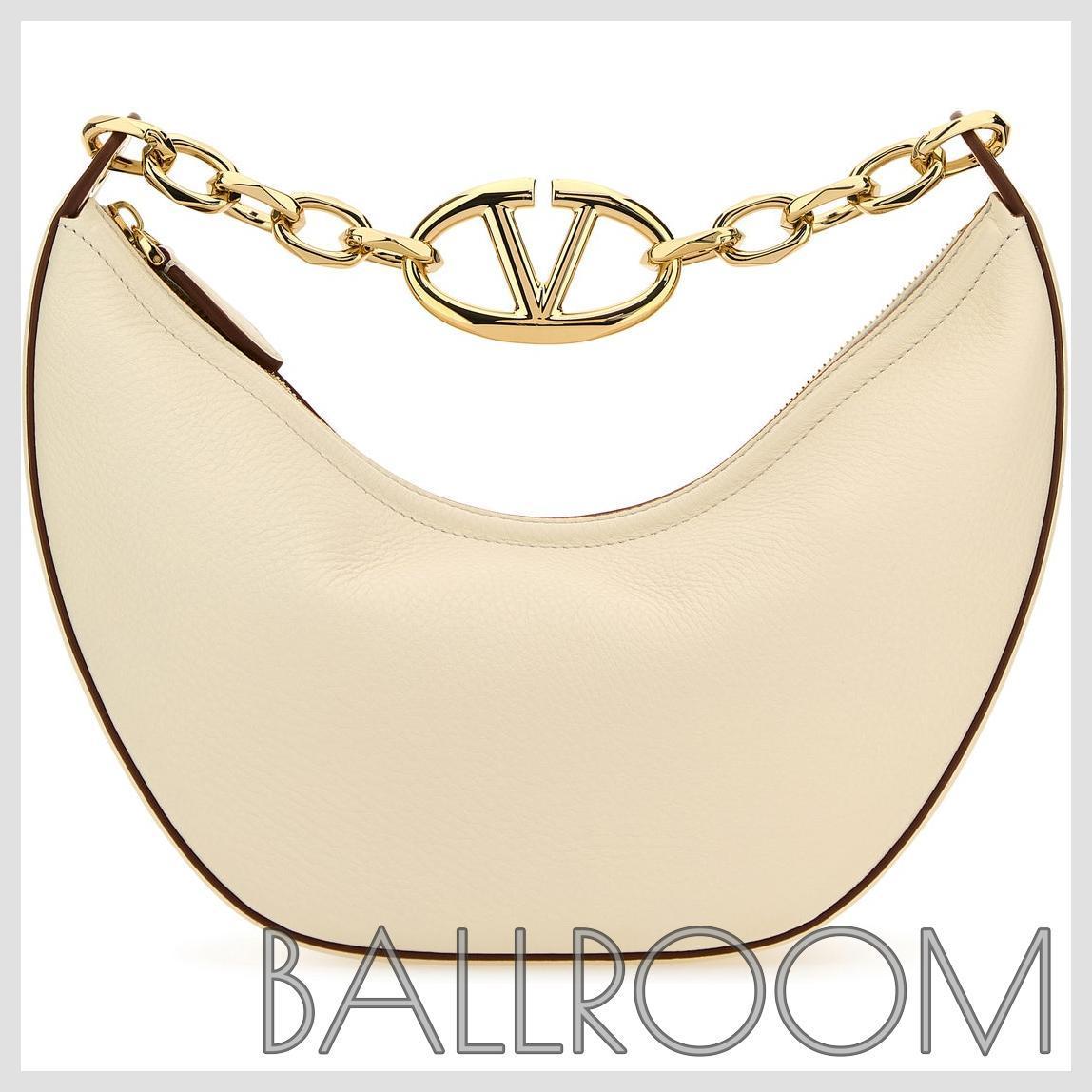 ハンドバッグ VALENTINO IVORY LEATHER SMALL HOBO VLOGO MOON HANDBAG