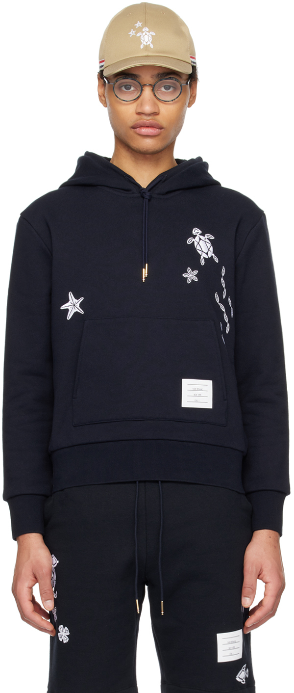 【関税込み】Thom Browne ネイビー Nautical 刺繍 フーディ