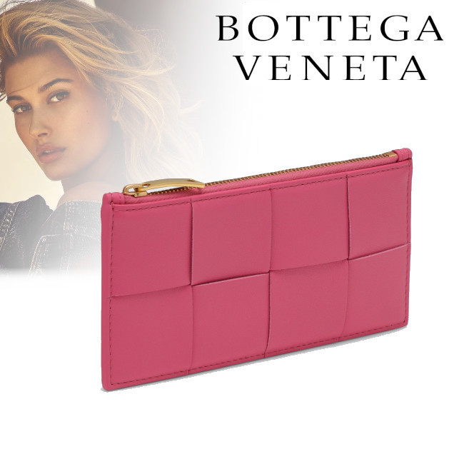 正規店【BOTTEGA VENETA】フクシア ロングジップ カードケース