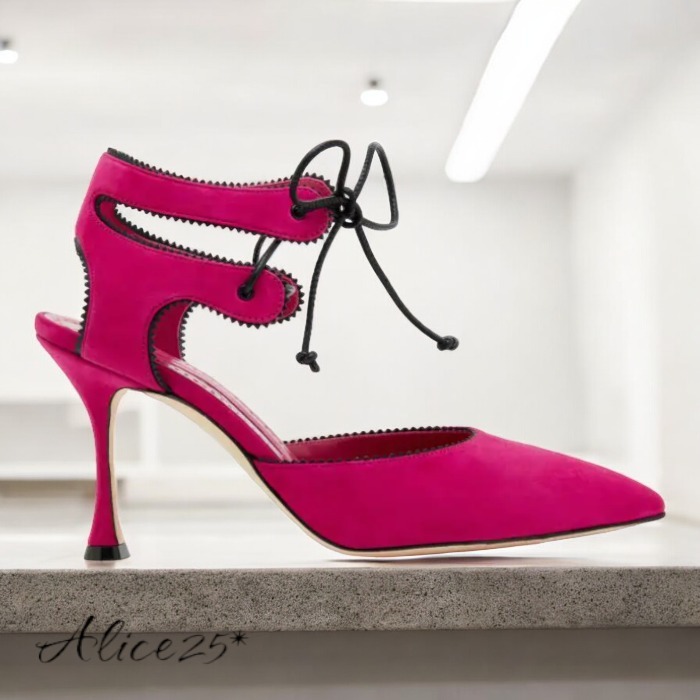 [MANOLO BLAHNIK] OSMANA スエードピンキングディテールパンプス