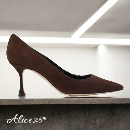 [MANOLO BLAHNIK] OSMANA スエードピンキングディテールパンプス MANOLO BLAHNIK]OSMACLO スエードピンキングディテールパンプス