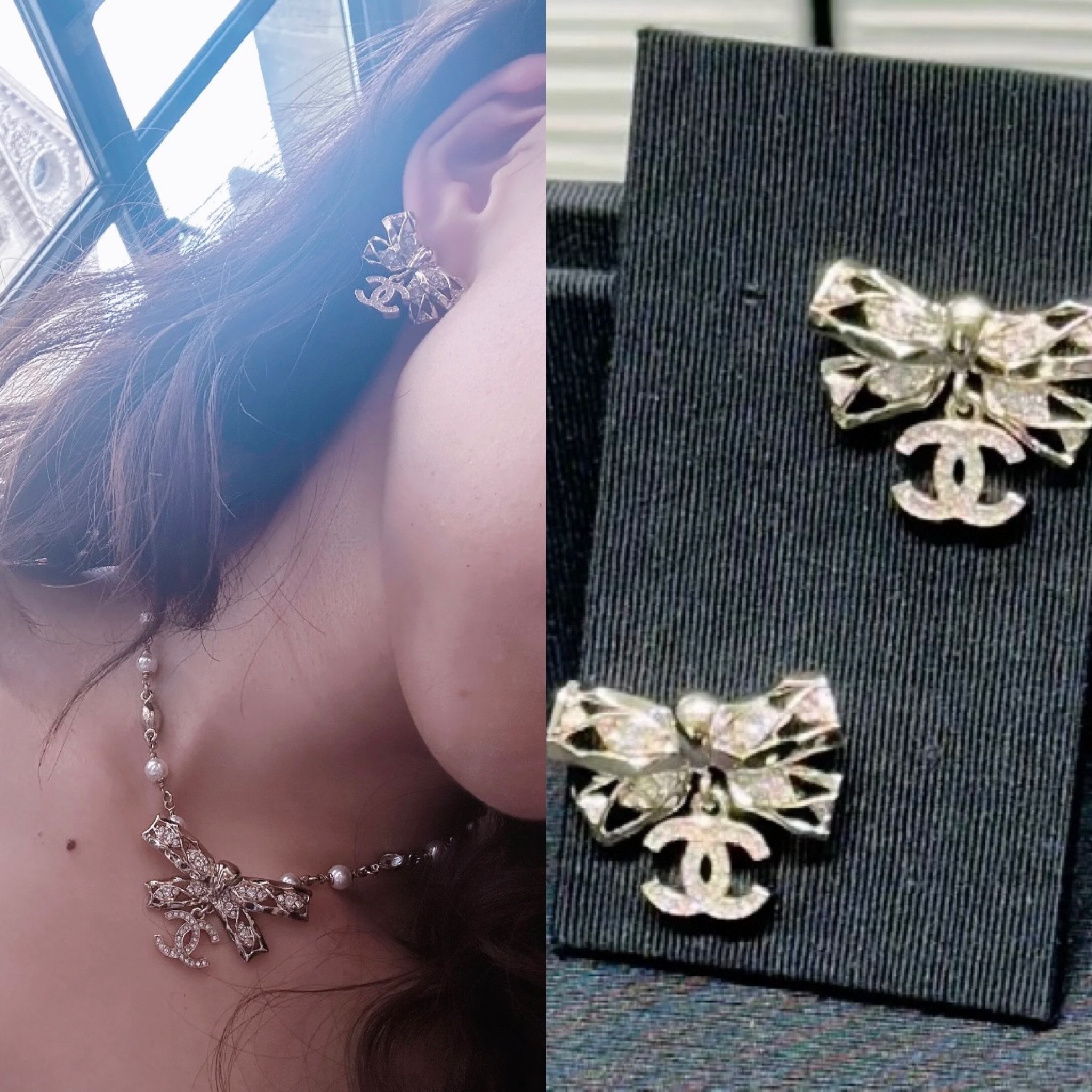 揺れるCCマーク エレガントなリボンが可愛い CHANEL ピアス