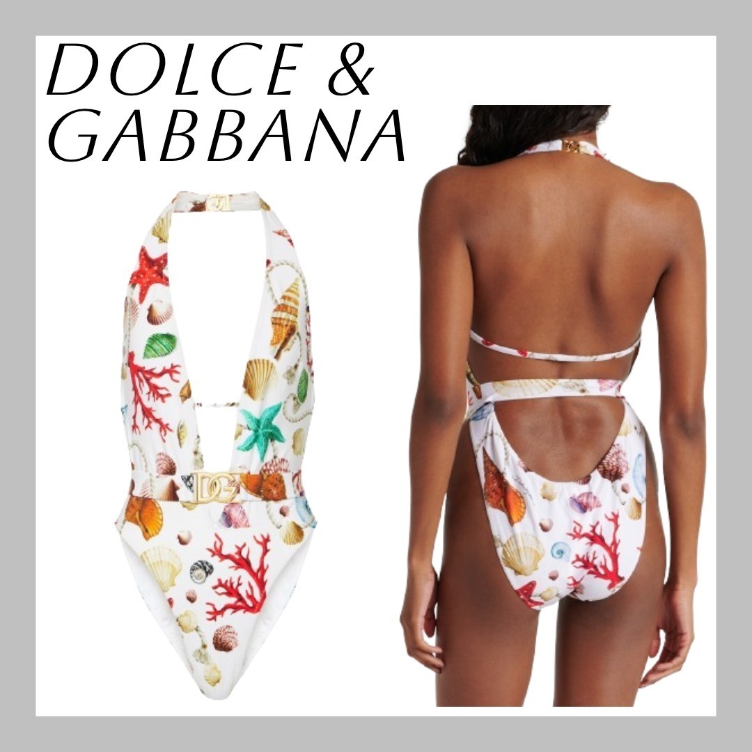 【Dolce & Gabbana】ロゴ カプリプリント ホルターネック 水着