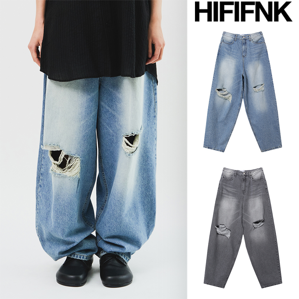 【HI FI FNK】Destoryed Balloon Denim