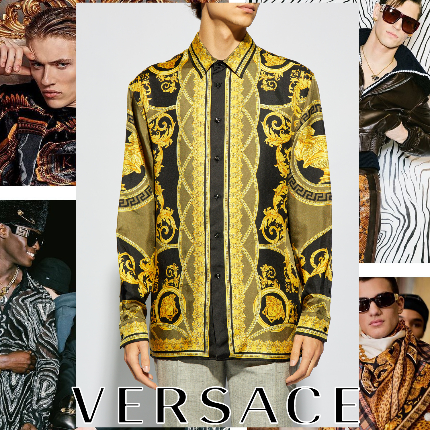 VERSACE ラ クープ デ デュー シルク シャツ ブラック