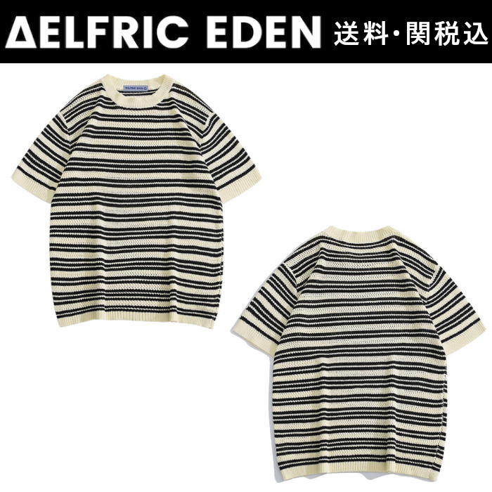 【Aelfric Eden】ヴィンテージ ストライプ カットアウト Tシャツ