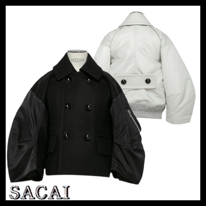 sacai 国内買付 Wool Melton x Nylon Twill Jacket
