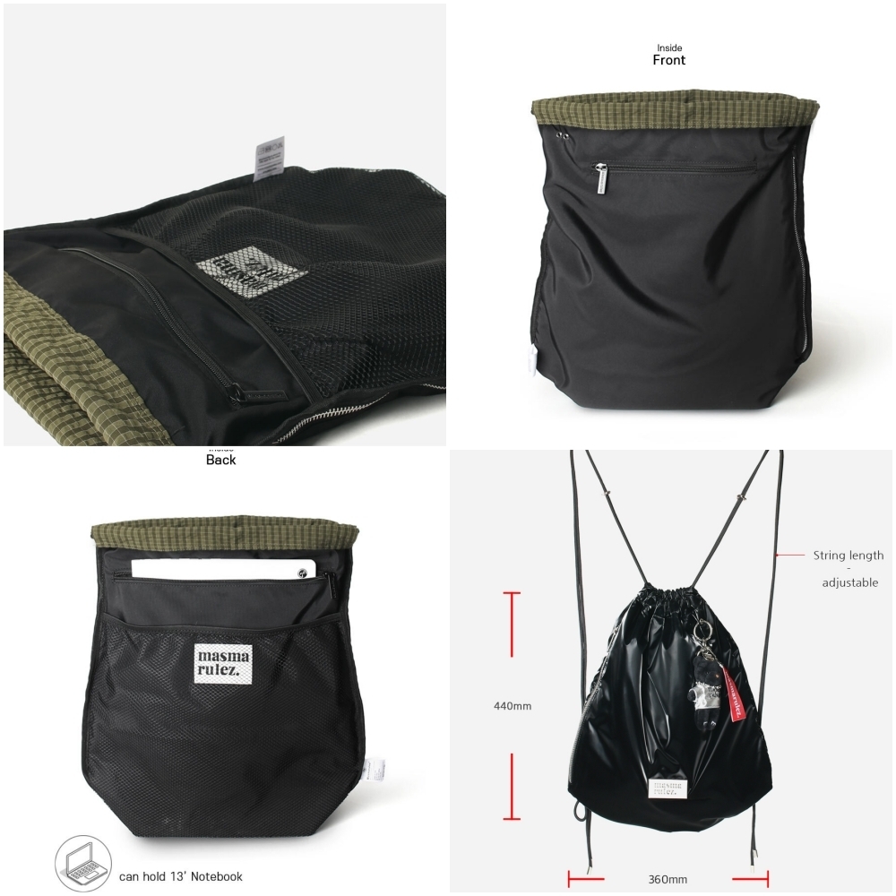 バックパック・リュック masmarulez Gym sack string bag plaid check gray 5011172173 masmarulez】韓国人気☆ Gym Sack String Bag _ Plaid Check