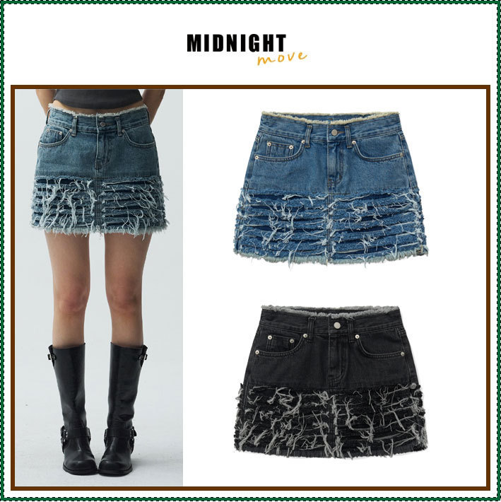 【MIDNIGHT MOVE】 Cut Mini Skirt /追跡付