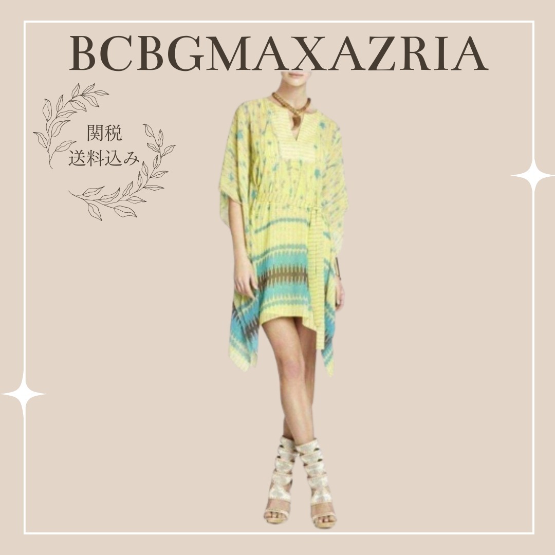 SALE！【BCBG MAXAZRIA】スカーフプリント レモングラス ドレス