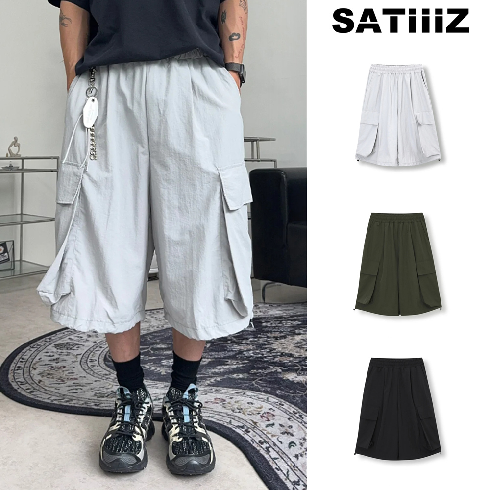 【SATIIIZ】Ched Nylon Bermuda Cargo Pants