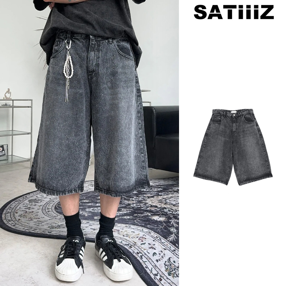 【SATIIIZ】Harden Snow Bermuda Denim Pants