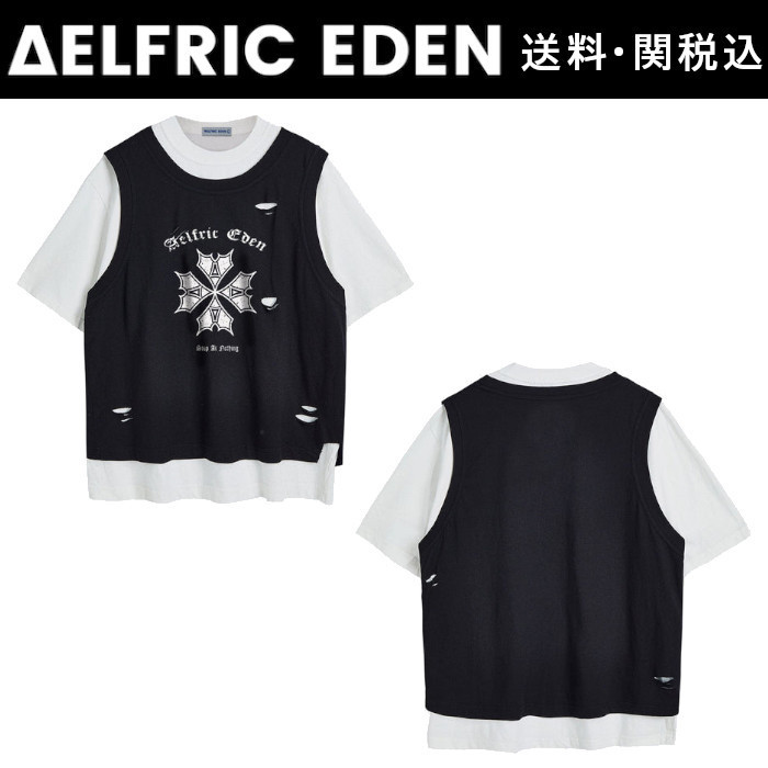 【Aelfric Eden】ダメージ加工プリント Tシャツ