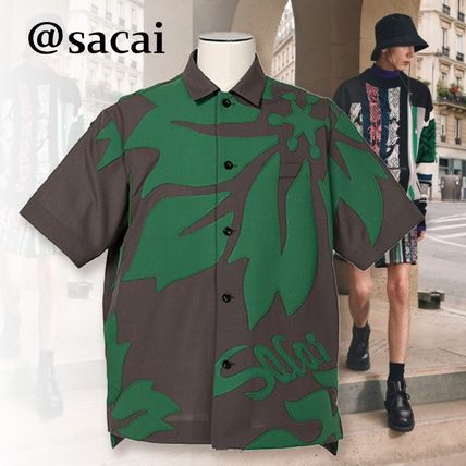絶対欲しい！sacai ロゴ入り★花柄 刺しゅう 半袖 スーツシャツ sacai 【美品】 / サカイ | 2024SS Floral Embroidered Patch
